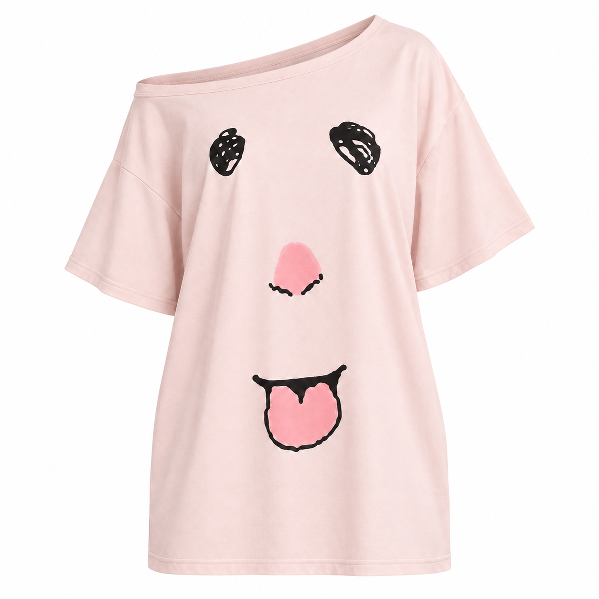 Playful Face Off-Shoulder Tee