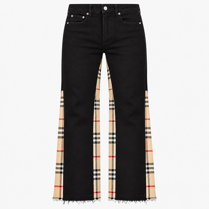 Plaid Flared Jeans