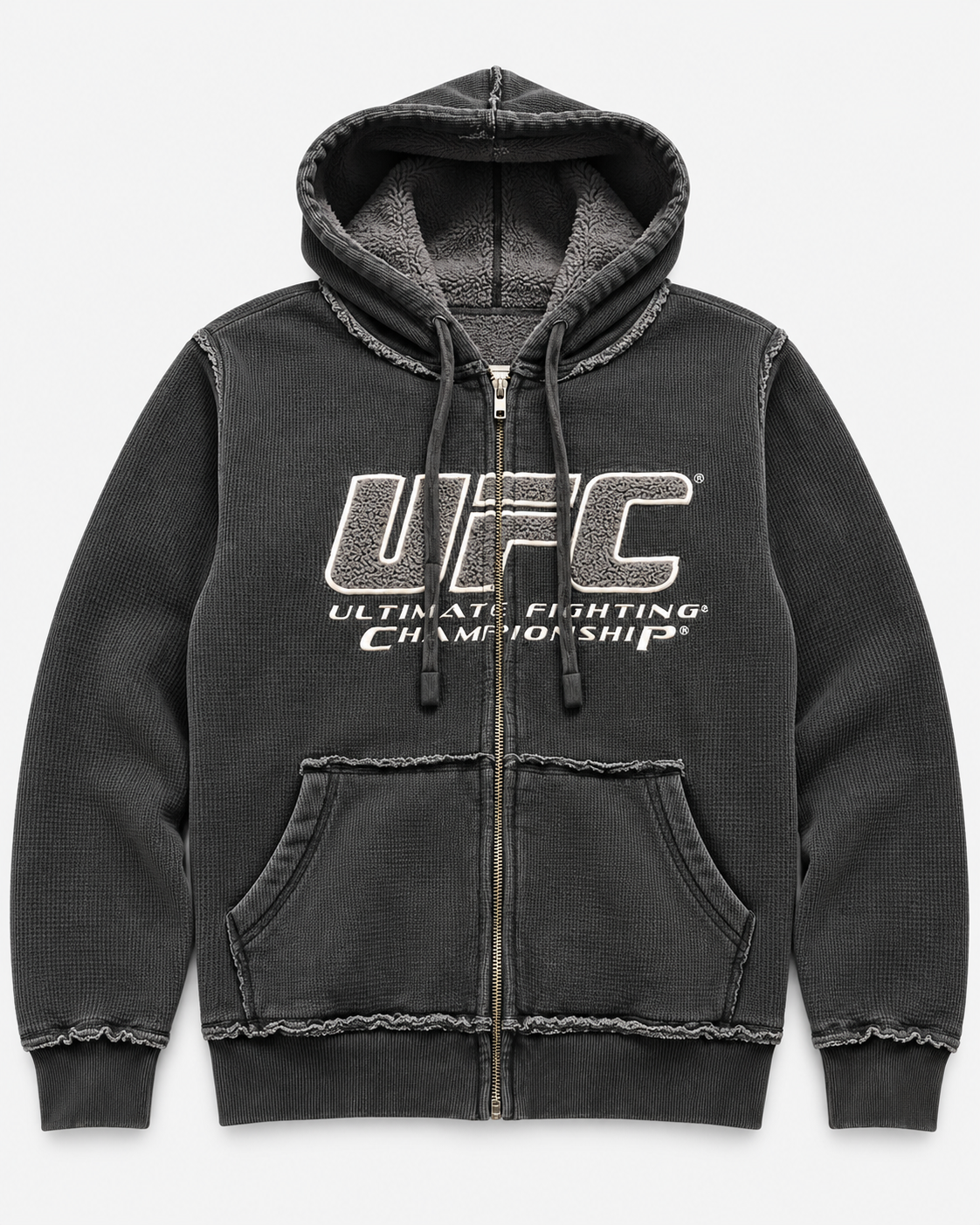 Vintage Combat Distressed Zip-Up Hoodie