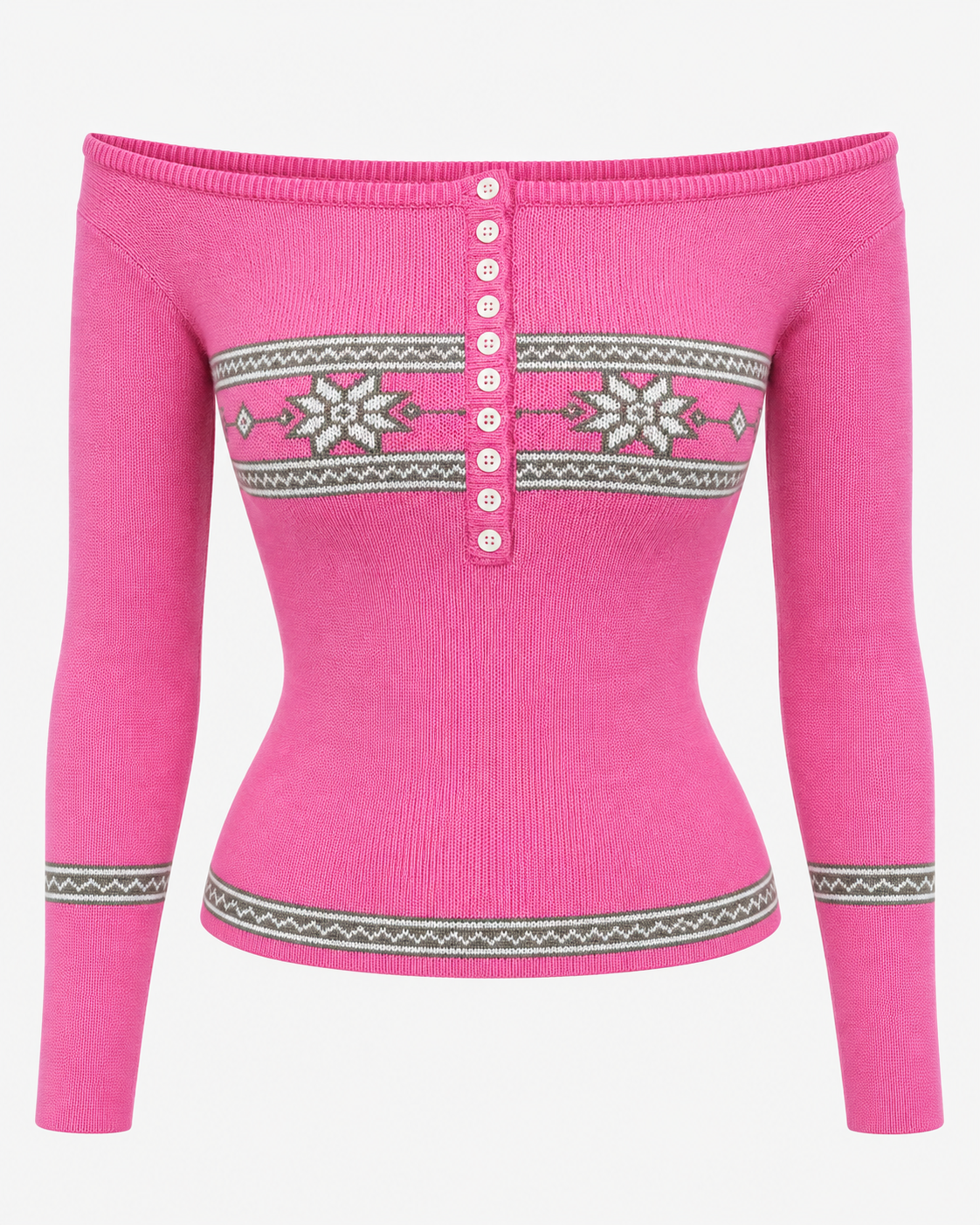 Pink Alpine Off-Shoulder Knit Top