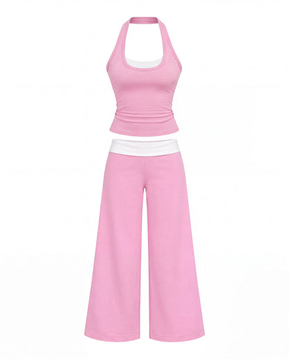 Y2K Halter Activewear Set in Baby Pink 1