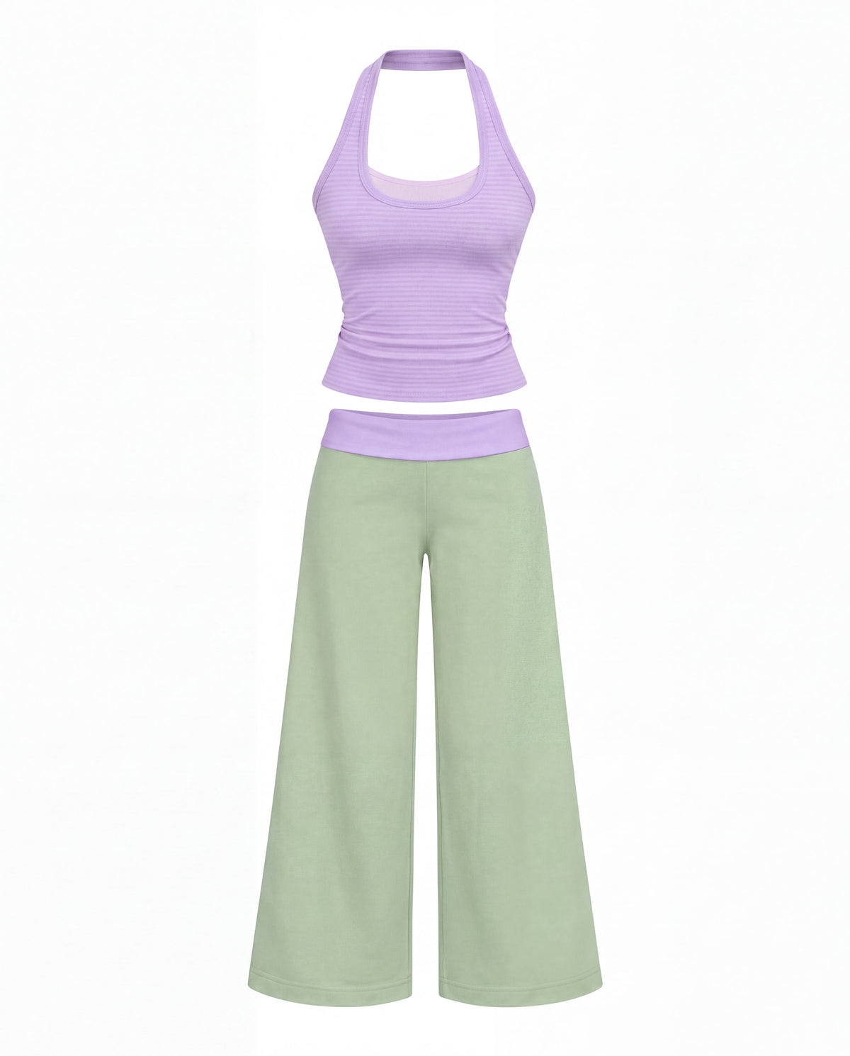 Y2K Halter Activewear Set in Lavender & Sage 3