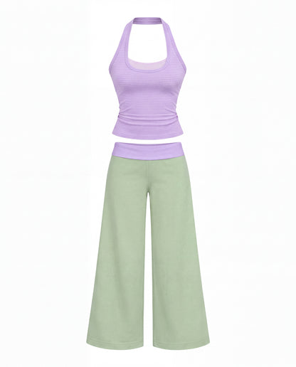 Y2K Halter Activewear Set in Lavender & Sage 3